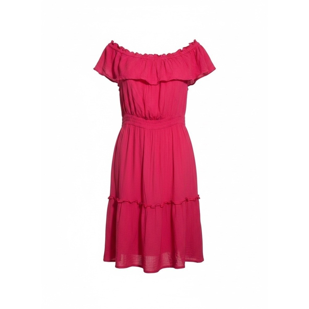 Tommy Bahama Pink Off The Shoulder Ruffle Tiered Gauze Dress Small S/Pi